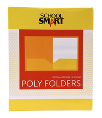 School Smart Two-Pocket Poly Folder, Orange, Pack of 25, Item Number 2019639