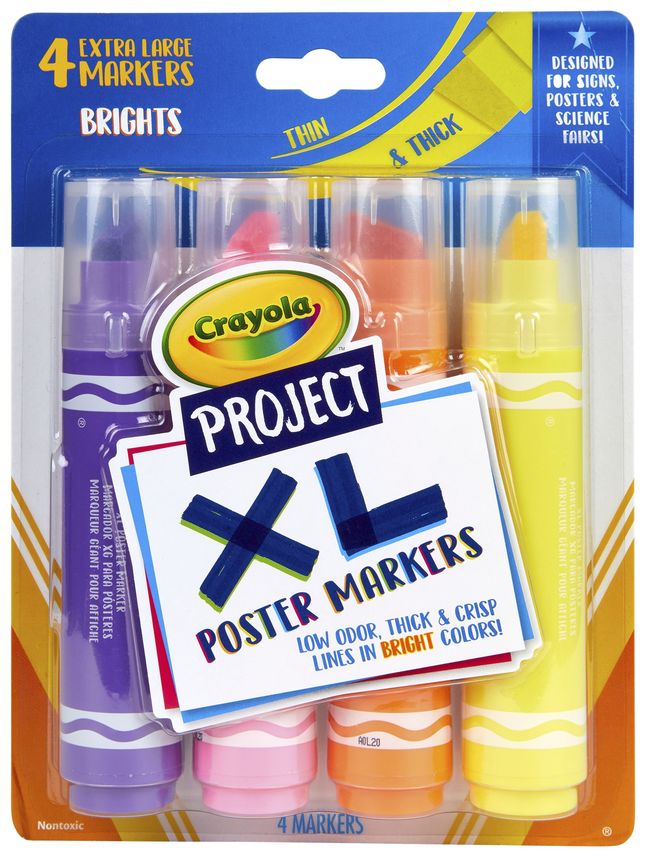 Crayola Project Crayola Project XL Poster Markers, Assorted Bright Colors,  Set of 4