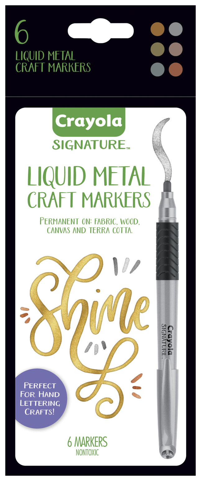 Crayola Signature Liquid Metal Permanent Art Markers, Set of 6