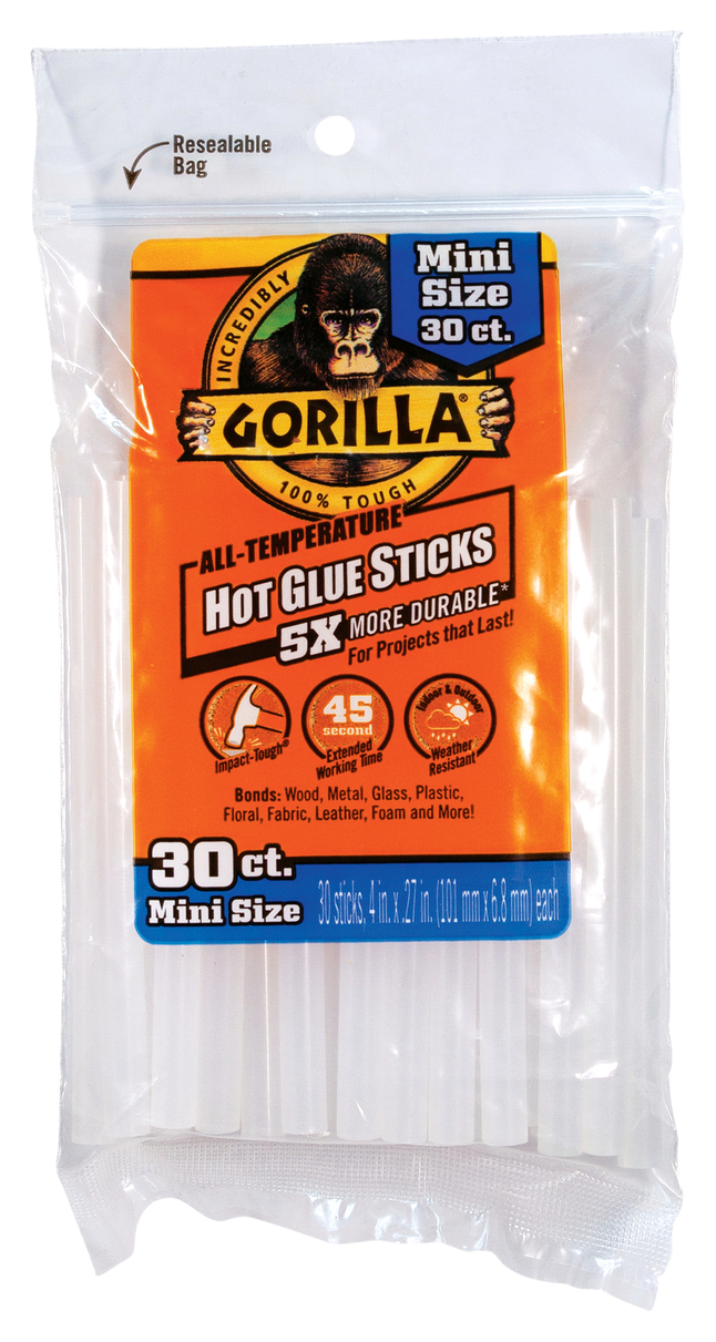 4 Full Gorilla Hot Glue Sticks- Bag of 30