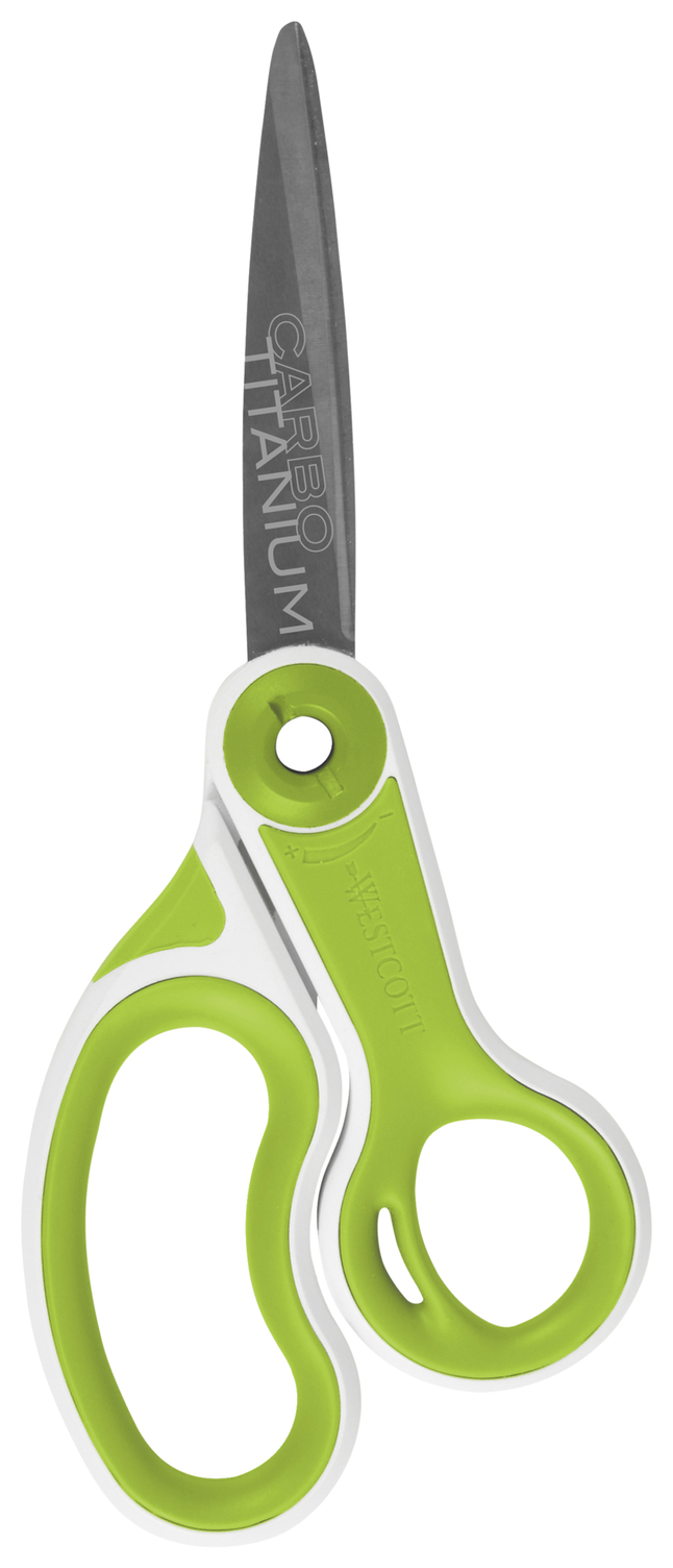 Westcott 8 inch Glide Carbo Titanium Scissors with Straight Handle, Green