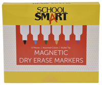 School Smart Dry Erase Markers with Magnet and Eraser, Bullet Tip, Assorted, Set of 6 2023309