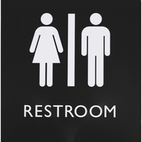 Lorell Restroom Sign, 8 x 8 x 0.6 Inches, Black, Item Number 2025912