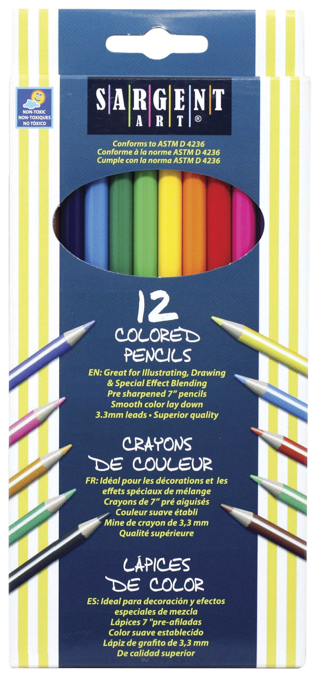 Sargent Art Colored Pencils, Assorted Colors, Set of 12