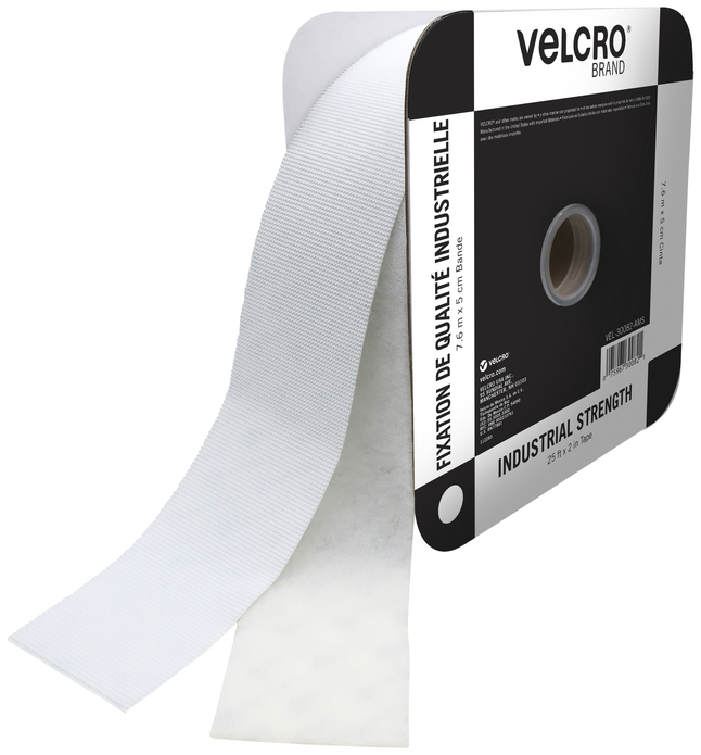 Velcro White Industrial Strength Heavy Duty Fastener Tape, 2 inch x 25 Feet
