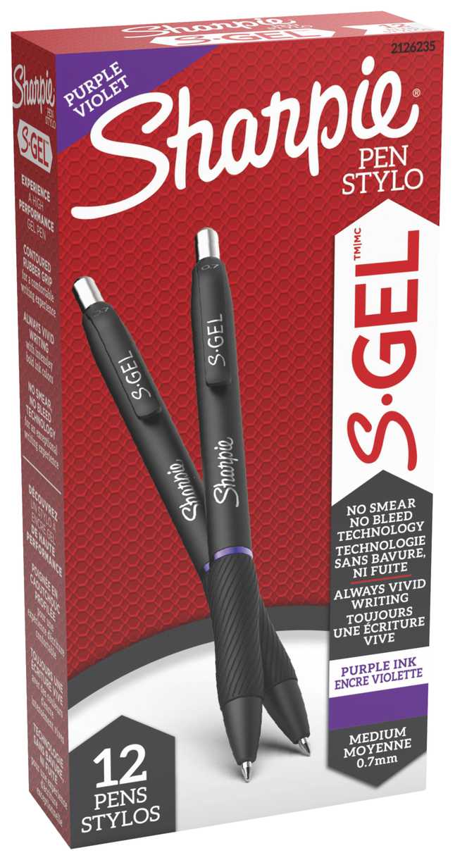 Sharpie S-Gel Retractable Gel Pen, Medium 0.7 mm, Purple Ink, Dozen (SAN2126235)