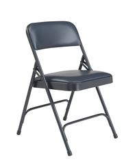 National Public Seating 1200 Premium Folding Chair, Vinyl, 18 ga Steel Frame, Midnight Blue, Set of 4, Item Number 2051300
