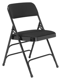 National Public Seating 2300 Premium Folding Chair, Midnight Black Fabric, Black Frame, Set of 4, Item Number 2051321