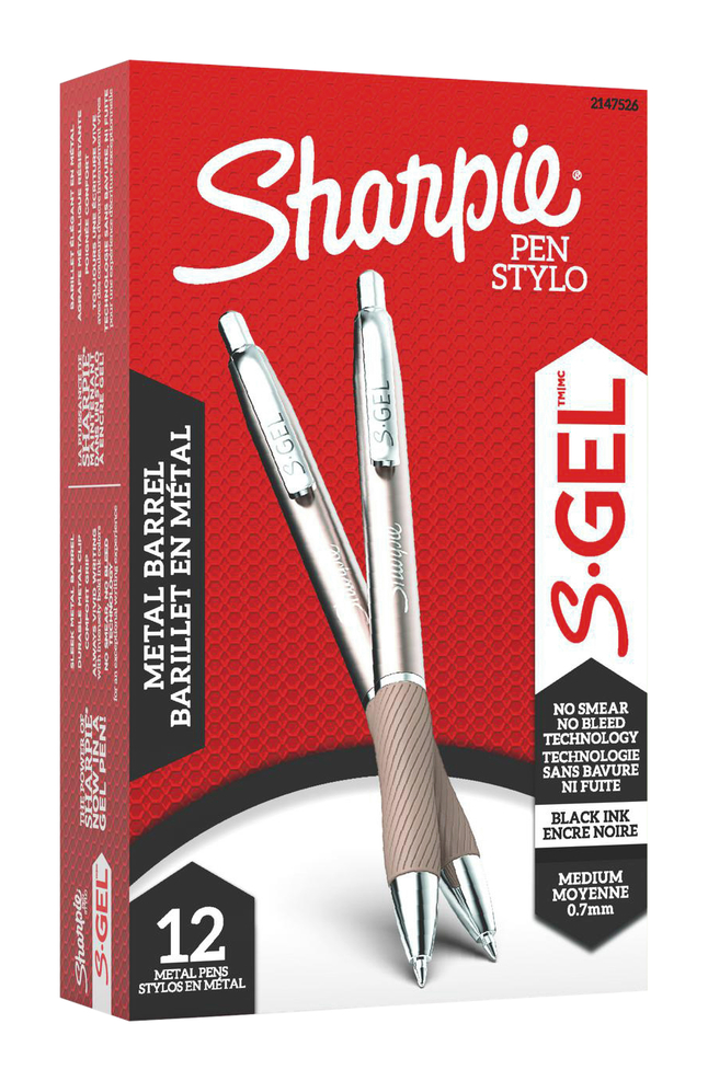 Sharpie S-Gel Pens, Black Ink, Medium (0.7 mm) - 4 pens