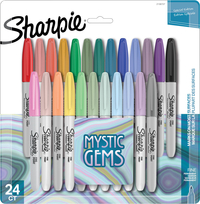 Sharpie Permanent Markers, Fine Point, Mystic Gem Colors, Set of 24 Item Number 2086837