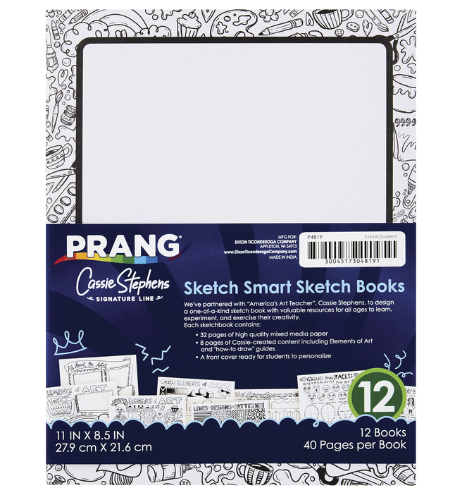 Prang Sketch Smart Sketch Book, White, 11 x 8-1/2 Inches, 40 Sheets