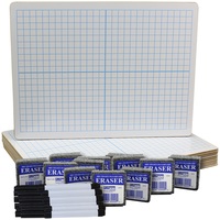 Flipside XY Axis Dry Erase Boards Two Sided Set of Boards, Black Pens, and Erasers 9 x 12 Inches, 36 Pieces, Item Number 2090263