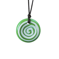 Chewigem Button Necklace, Green Swirl, Item Number 2090886