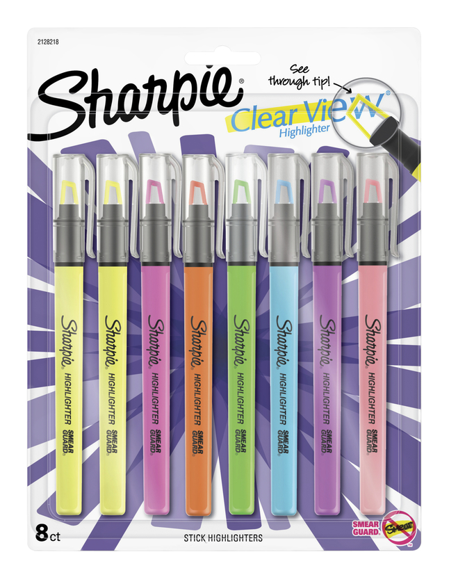 Sharpie Highlighter, Clear View Highlighter Chisel Tip, Assorted