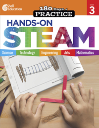 Shell Education Workbook 180 Days of Hands-On-Steam, Grade 3, Item Number 2097279