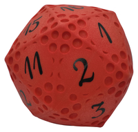 Sportime Soft Touch Vinyl Dice, 20 Sided, Red, Each 2098465