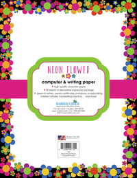 Barker Creek Designer Computer Paper, Neon Flower Power, 8-1/2 x 11 Inches, 50 Sheets, Item Number 2102197