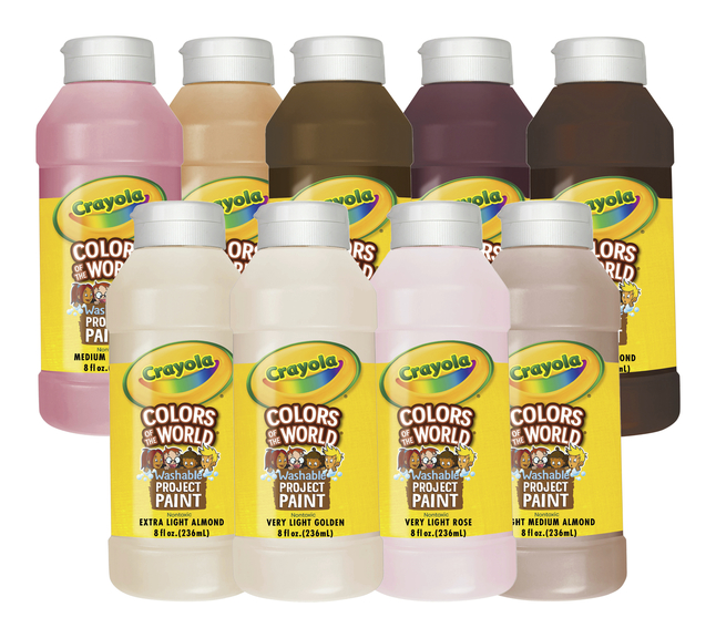 Crayola Colors of the World Washable Project Paint - Set of 9 colors, 8 oz  Bottles
