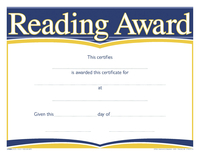 Hammond & Stephens Raised Print Reading Recognition Award, 11 x 8-1/2 inches, Pack of 25, Item Number 2103087