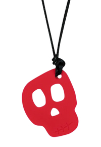Chewigem Skull Chewable Pendant, Red, Item Number 2103548