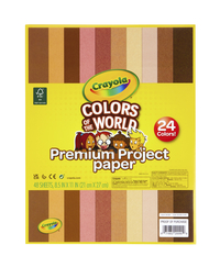 Crayola Colors of the World Premium Project Paper, 8-1/2 x 11 Inches, Assorted Colors, 48 Sheets, Item Number 2103690