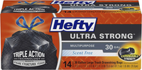Hefty Ultra Strong Large Drawstring Trash Bags, 30 Gallon, Black, Pack of 14 2116639