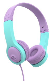 Image for JLAB JBuddies Folding Wired Kids On-Ear Headphones, Pink/Teal from School Specialty
