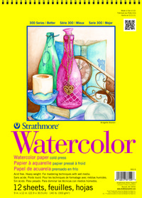 Strathmore 300 Series Watercolor Pad, 9 x 12 Inches, 140 lb, 12 Sheets Item Number 234387