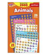 Trend Enterprises Super Shapes Animal Stickers, Incentive Variety Pack, 13/32 in, Pack of 2500 241934