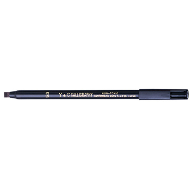 Yasutomo 5 mm. Mini-Chisel Tip Non-Toxic Water Based Calligraphy Marker - Black, Pack 12