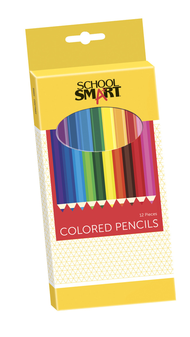 School Smart Colored Pencils, Assorted Colors, Set of 12