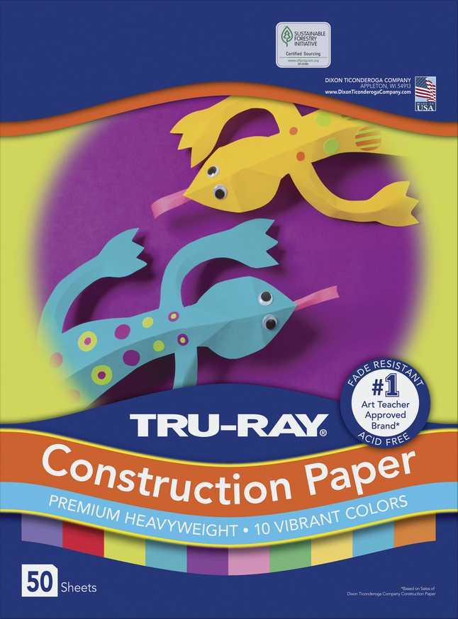 Pacon Tru-Ray Sulphite Construction Paper, Assorted, 9 x 12 - 50 pack