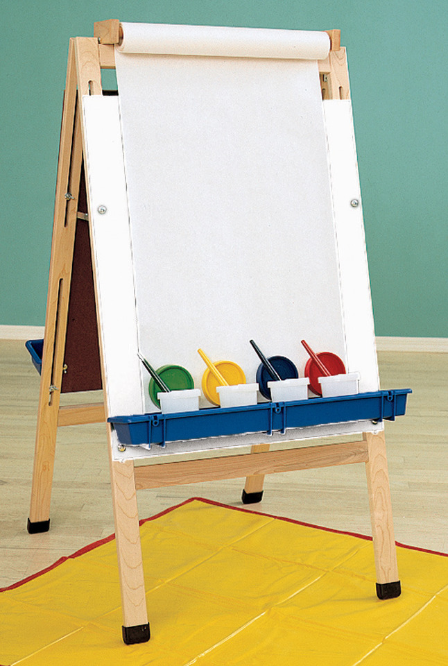Childcraft Double Adjustable Easel, Dry Erase Panels, Paper Roll, Hold