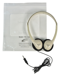 Califone CA-2 Lightweight On-Ear Stereo Headphones with Resealable Storage Bag, 3.5mm Plug, Beige 335815