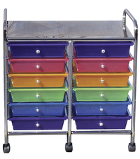 Mobile Organizer, 12 Drawers, 25 x 26 x 15-1/4 Inches, Multiple Colors, Item Number 335905