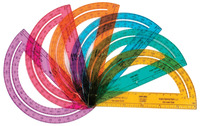 School Smart 180 Degree Protractor, 6 Inches, Transparent Assorted Colors Item Number 336910
