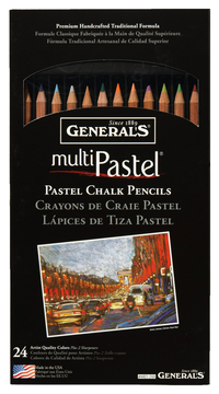 Generals Multi-Pastel Chalk Pencils with Sharpener and Project Booklet, Assorted Colors, Set of 24 Item Number 404190