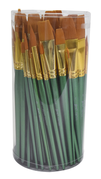 Sax Optimum Golden Synthetic Taklon Paint Brushes, Assorted Sizes, Set of 72 Item Number 404637