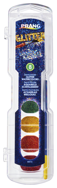 Prang Non-Toxic Washable Semi-Moist Watercolor Paints, 8 Assorted Glitter Colors Item Number 405576