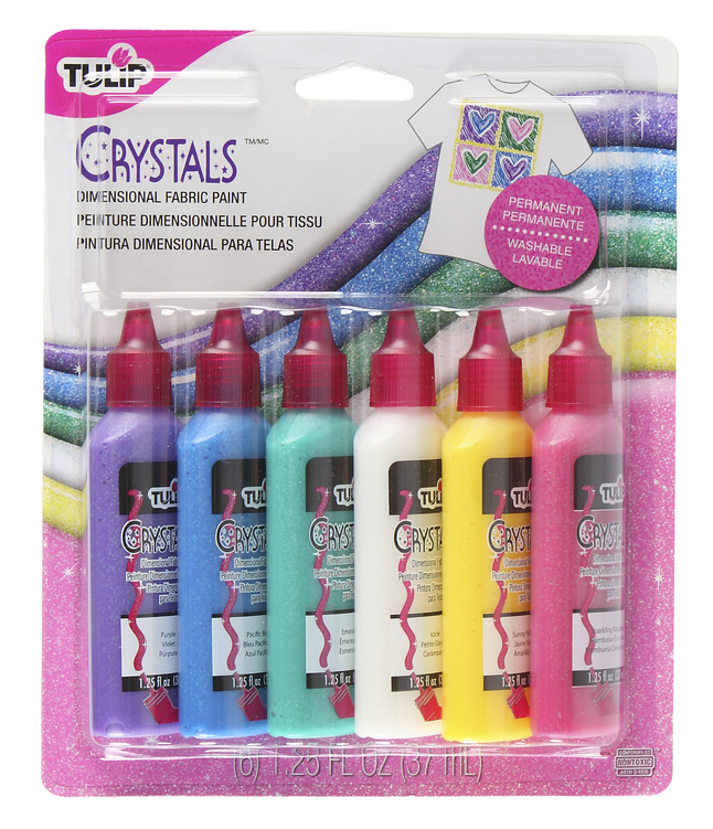 Tulip Washable Crystals 3D Fabric Paint Set, Assorted Colors, Set