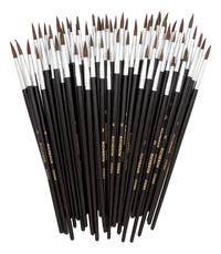 Jack Richeson Camel Budget Brush Assortment, Round Type, Short Handle, Assorted Sizes, Pack of 60 Item Number 443483