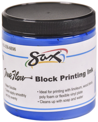 Sax True Flow Water Soluble Block Printing Ink, 8 Ounces, Primary Blue Item Number 461918