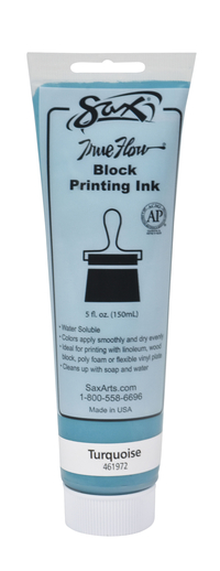 Sax True Flow Water Soluble Block Printing Ink, 5 Ounce Tube, Turquoise Item Number 461972