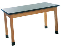Classroom Select Science Table, ChemGuard Top, 60 x 30 x 36 Inches, Oak, Black, Item Number 1307056