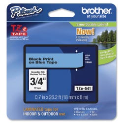 Image for Brother P-touch Tze Laminated Tape Cartridge, 3/4 Inch x 26 Feet, Black/Blue from School Specialty
