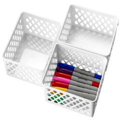Image for Achieva Medium Supply Baskets, 6-7/8 x 5 x 2-3/8 Inches, White, Pack of 3 from School Specialty
