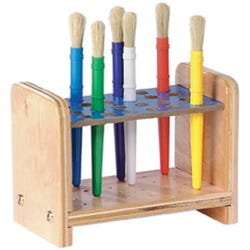 Image for Natural Wood Paint Brush Holder with 24 Chubby Brush, 8 X 6 X 5 Inches from School Specialty
