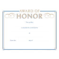 Hammond & Stephens Raised Print Award of Honor Recognition Award, Pack of 25, Item 2103092