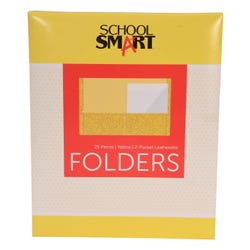 School Smart 2-Pocket Folders with No Brads, Yellow, Pack of 25 Item Number 084897