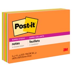 Image for Post-it Super Sticky Large Notes, 6 x 4 Inches, Energy Boost Colors, Pad of 45 Sheets, Pack of 8 from School Specialty